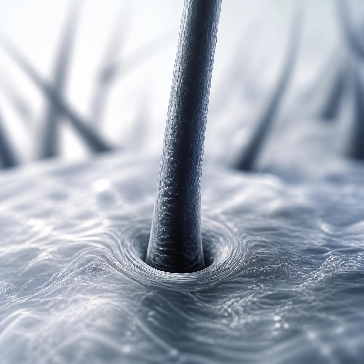 Human hair follicle under magnification
