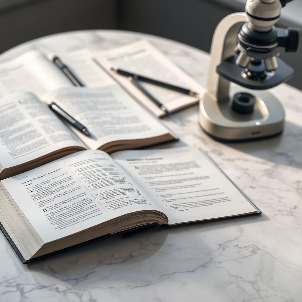 Research journals and microscope